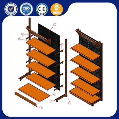 Supermarket metal grocery display shelves