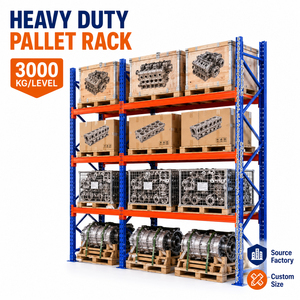 3000KG Heavy Duty Warehouse Shelf Rack For Pallet And Carton Storage 4 Levels For Pallet Storage